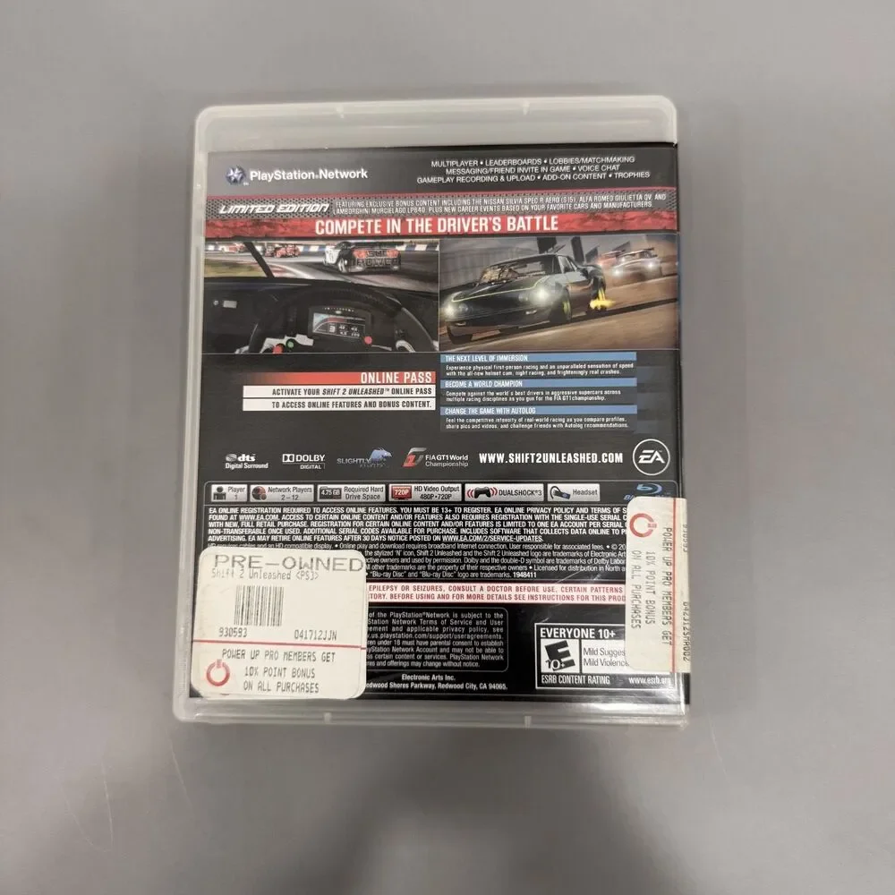 Shift 2: Unleashed Limited Edition (Sony PlayStation 3 PS3, 2011) With Manual
